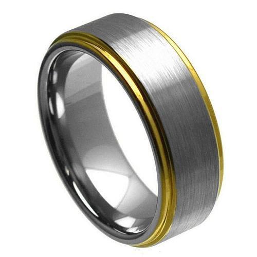 Yellow Gold Plated Edge - 8MM Band