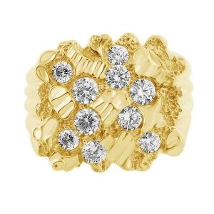 1.5 Ct. T.w. Diamond Nugget Men Ring In 14Kt Yellow Gold