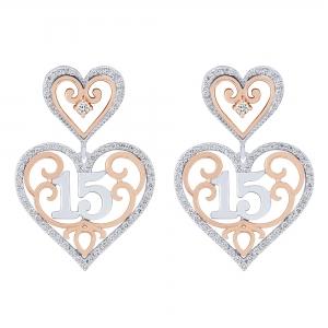 Sweet 15® Double Heart Quinceanera Studs - 0.50 Ct. T.w. in 14K White Rose Gold