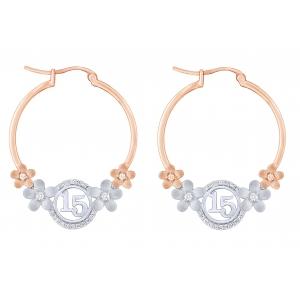 Sweet 15® Floral Quinceanera Hoops - 0.25 Ct. T.w. in 14K Rose White Gold