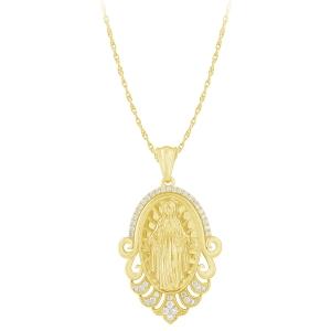 0.50 CT. T.W. Diamond Virgin Mary Pendant In 14K Gold