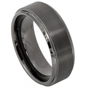 Gun Metal IP Plated Brushed Center High Polish Stepped Edge 8MM Band