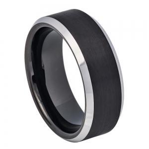 Black IP Plated Brushed Center Beveled Edge - 8MM Band