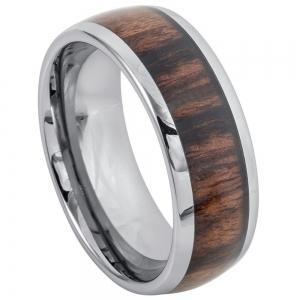 High Polished Domed with Rosewood Inlay - 8MM Band