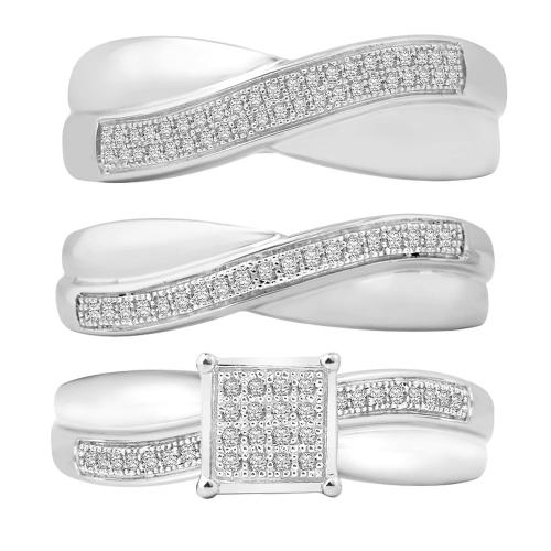 0.37 Ct. T.w. Diamond Trio Bridal Ring Set In 14Kt White Gold