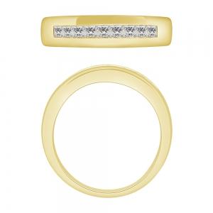 1/2 Ct. T.w. Diamond 9-stone Princess Cut Channel Men Wedding Band In 14Kt Yellow Gold