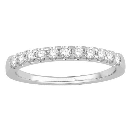 1/3 Ct. T.w. Diamond Round 11-stone Prong Set Wedding Band In 14Kt White Gold