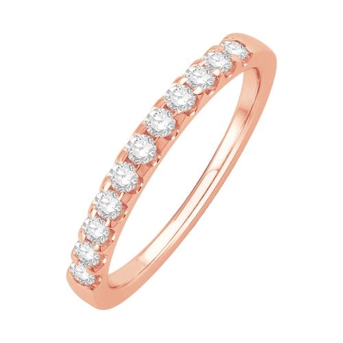 1/3 Ct. T.w. Diamond Round 11-stone Prong Set Wedding Band In 14Kt Rose Gold