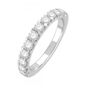 1 Ct. T.w. Diamond Round 11-stone Prong Set Wedding Band In 14Kt White Gold