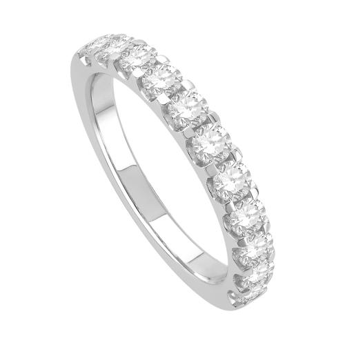 1 Ct. T.w. Diamond Round 11-stone Prong Set Wedding Band In 14Kt White Gold