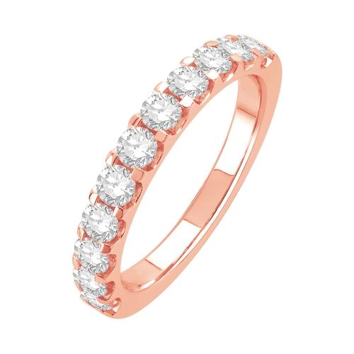 1 Ct. T.w. Diamond Round 11-stone Prong Set Wedding Band In 14Kt Rose Gold