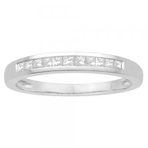 1/4 Ct. T.w. Diamond 11-stone Princess Channel Wedding Band In 14Kt White Gold