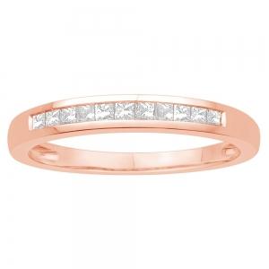 1/4 Ct. T.w. Diamond 11-stone Princess Channel Wedding Band In 14Kt Rose Gold