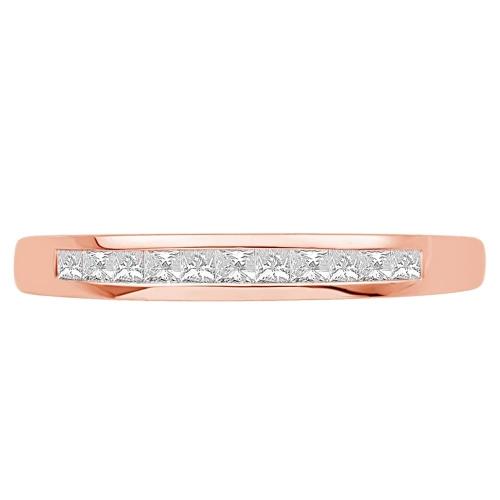 1/4 Ct. T.w. Diamond 11-stone Princess Channel Wedding Band In 14Kt Rose Gold