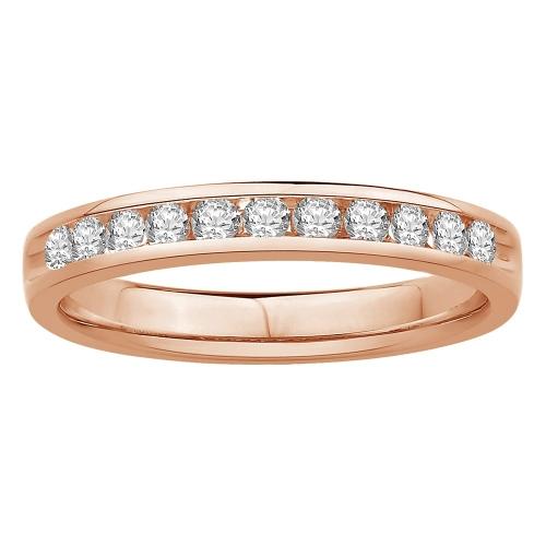 1/3 Ct. T.w. Diamond 11-stone Round Channel Wedding Band In 14Kt Rose Gold