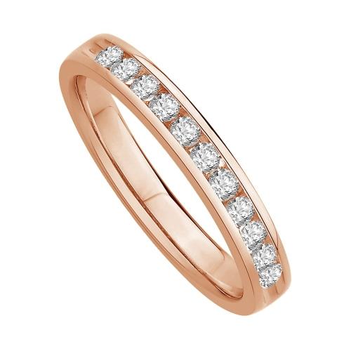 1/3 Ct. T.w. Diamond 11-stone Round Channel Wedding Band In 14Kt Rose Gold