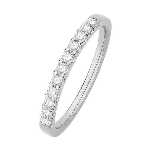 1/4 Ct. T.w. Diamond Round 11-stone Prong Set Wedding Band In 14Kt White Gold