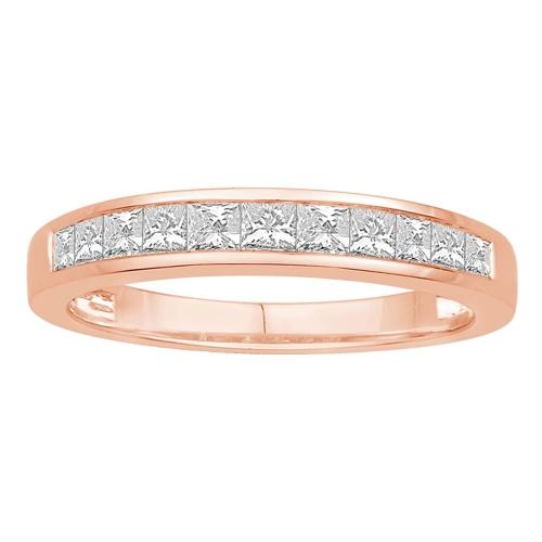 1/2 Ct. T.w. Diamond 11-stone Princess Channel Wedding Band In 14Kt Rose Gold