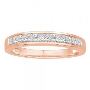 1/2 Ct. T.w. Diamond 11-stone Princess Channel Wedding Band In 14Kt Rose Gold