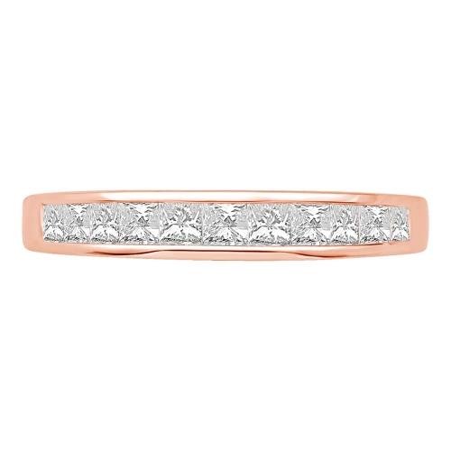 1/2 Ct. T.w. Diamond 11-stone Princess Channel Wedding Band In 14Kt Rose Gold