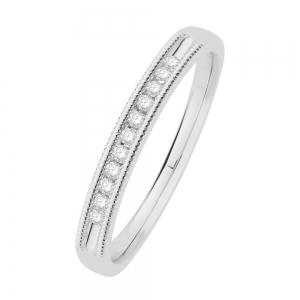 0.1 Ct. T.w. Diamond Round Milgrain Wedding Band In 14k White Gold