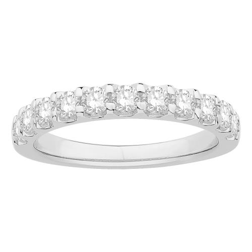 3/4 Ct. T.w. Diamond Round 11-stone Prong Set Wedding Band In 14Kt White Gold