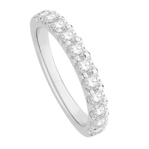 3/4 Ct. T.w. Diamond Round 11-stone Prong Set Wedding Band In 14Kt White Gold