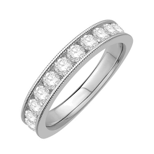 1 Ct. T.w. Diamond Round Milgrain Wedding Band In 14Kt White Gold