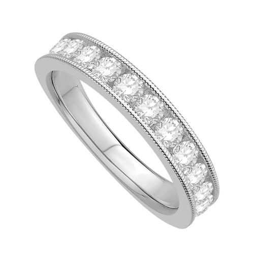 1 Ct. T.w. Diamond Round Milgrain Wedding Band In 14Kt White Gold
