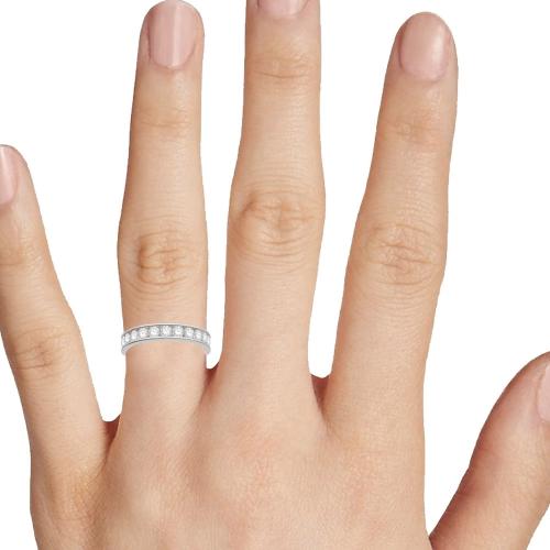 1 Ct. T.w. Diamond Round Milgrain Wedding Band In 14Kt White Gold