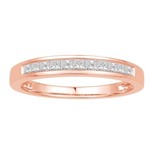 0.1 Ct. T.w. Diamond Round Milgrain Wedding Band In 14k Rose Gold