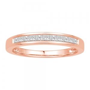 0.1 Ct. T.w. Diamond Round Milgrain Wedding Band In 14k Rose Gold