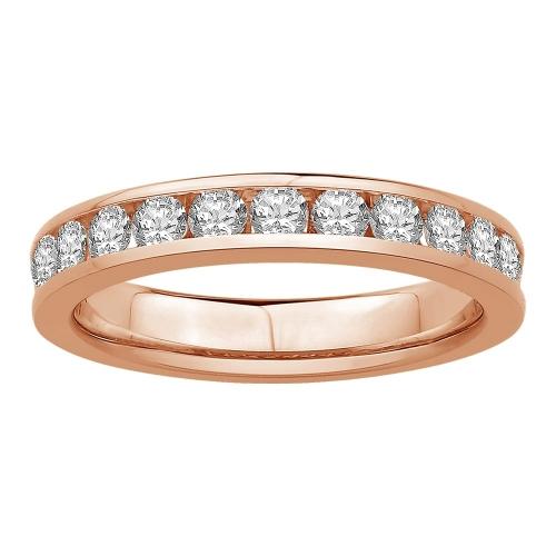 3/4 Ct. T.w. Diamond 11-stone Round Channel Wedding Band In 14Kt Rose Gold