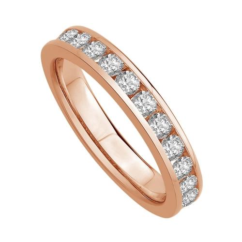 3/4 Ct. T.w. Diamond 11-stone Round Channel Wedding Band In 14Kt Rose Gold
