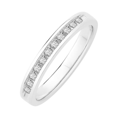 1/4 Ct. T.w. Diamond Round 11-stone Channel Wedding Band In 14Kt White Gold