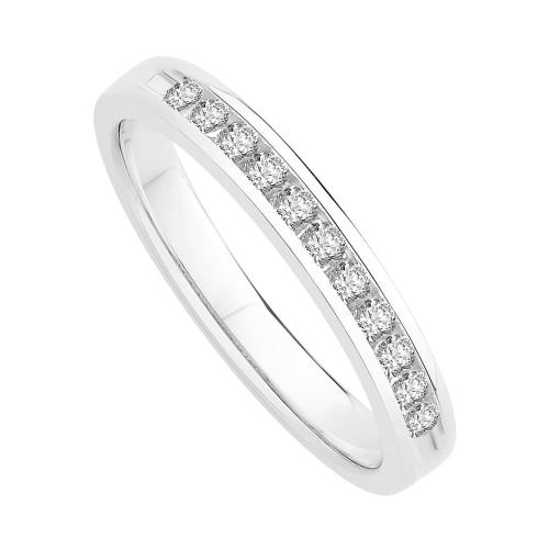 1/4 Ct. T.w. Diamond Round 11-stone Channel Wedding Band In 14Kt White Gold