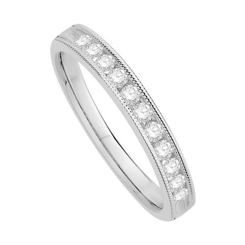 1/3 Ct. T.w. Diamond Round 11-stone Milgrain Wedding Band In 14Kt White Gold