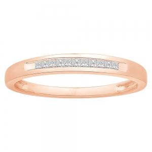 0.1 Ct. T.w. Diamond 11-stone Princess Channel Wedding Band In 14Kt Rose Gold