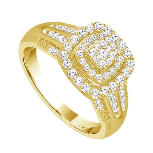 Ultimate Value® Cushion Double Halo Cluster Diamond Ring - 0.50 Ct. T.w. in 10K Yellow Gold