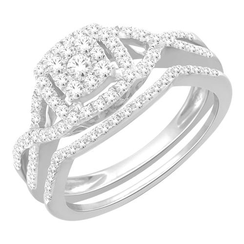 Everlasting Love® Cluster Halo Split Shank Diamond Bridal Ring Set - 1 Ct. T.w. in 14K White Gold