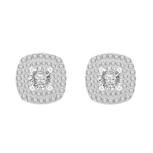 Everlasting Love® Cushion Halo Diamond Screw Studs - 1 Ct. T.w. in 14K White Gold