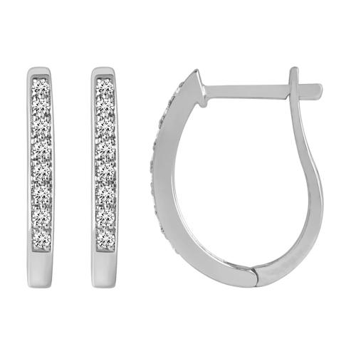 0.15 Ct. T.w. Diamond Round Huggie Hoop Earrings In 10kt White Gold
