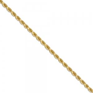 24 inch 2 mm Diamond Cut Hollow Rope Chain Necklace In 14Kt Yellow Gold