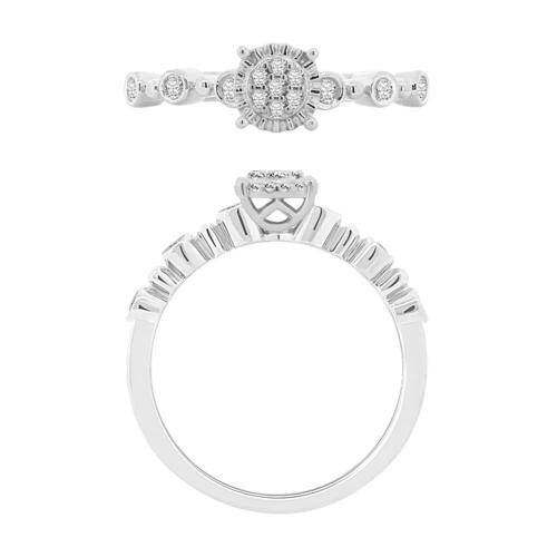 0.16 Ct. T.w. Diamond Cluster Round-Cut Promise Ring In 10Kt White Gold