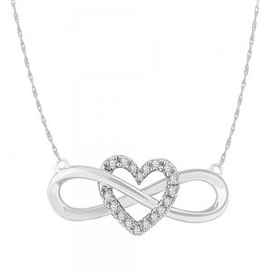 Novello Lab-grown Diamonds Heart Infinity Necklace 5.90 Ct. T.w. in 10K White Gold