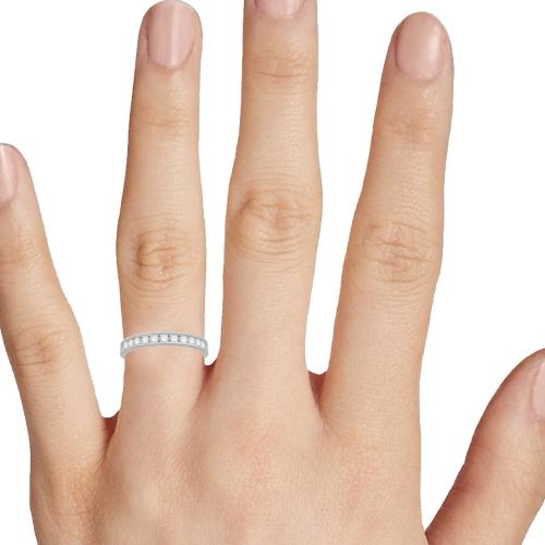 1/2 Ct. T.w. Diamond Round 11-stone Milgrain Wedding Band In 14Kt White Gold