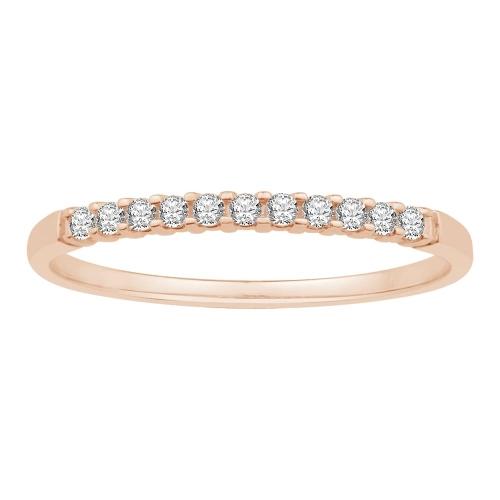 0.1 Ct. T.w. Diamond 11-stone Round Prong Set Wedding Band In 14Kt Rose Gold