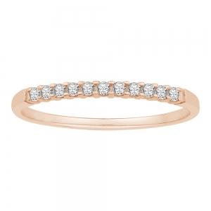 0.1 Ct. T.w. Diamond 11-stone Round Prong Set Wedding Band In 14Kt Rose Gold
