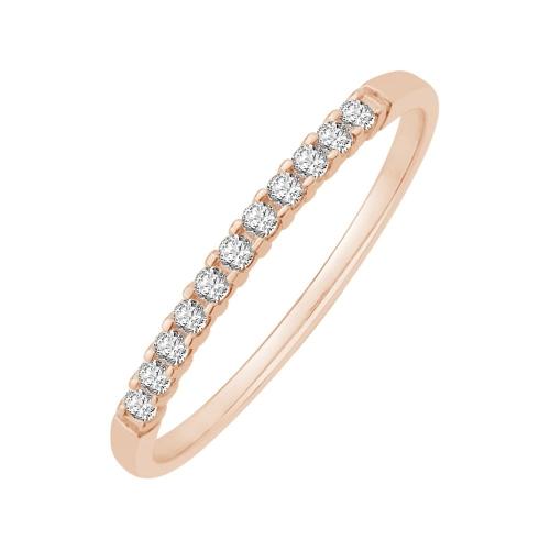 0.1 Ct. T.w. Diamond 11-stone Round Prong Set Wedding Band In 14Kt Rose Gold