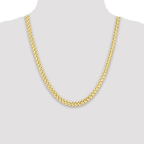 24 inch 5.5 mm Miami Cuban Chain Necklace In 14Kt Yellow Gold
